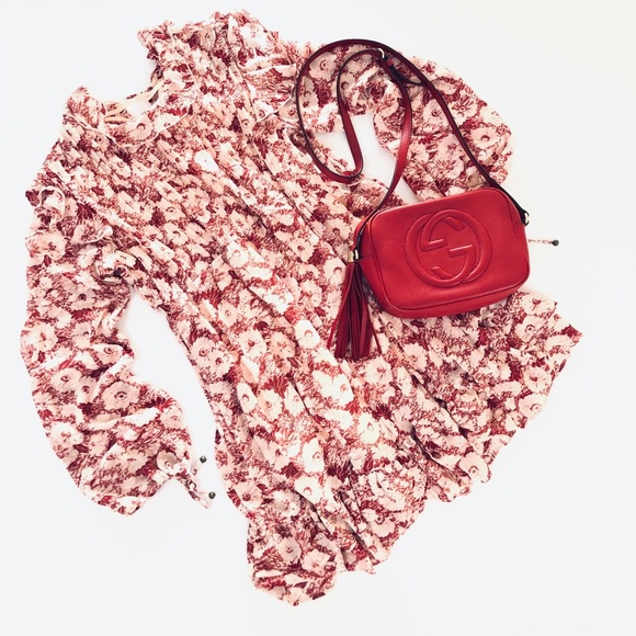 Free People Long Sleeve Floral Ruffles Minidress - Picture 6 of 7